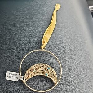 Free People Gold and Turquoise Crescent Earrings